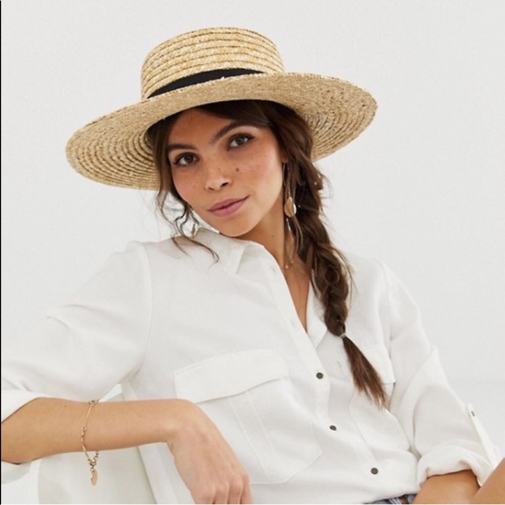 ASOS DESIGN straw boater hat with size adjuster